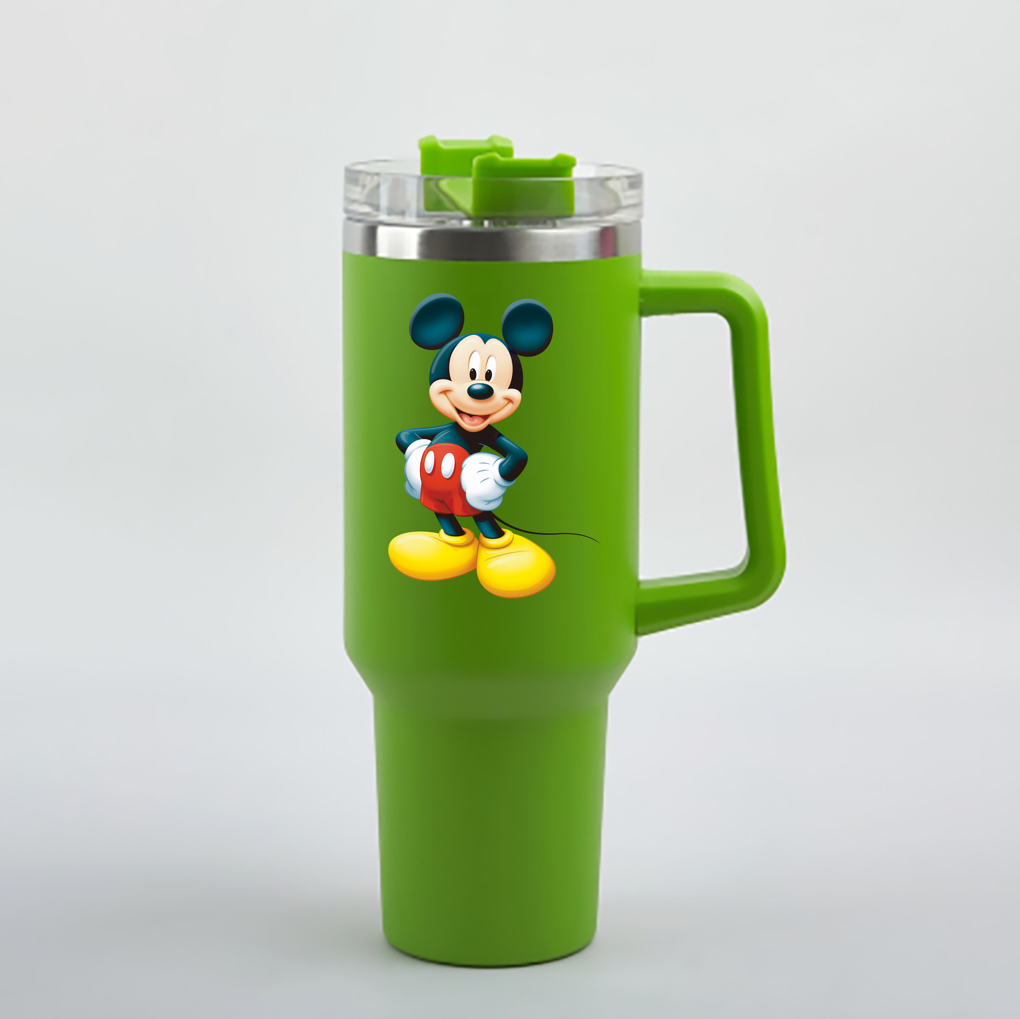 （画像用） ミッキーマウス Mickey Mouse 1200mL車用タンブラー - クリスタルステッカー（プラスチックストロー付き）